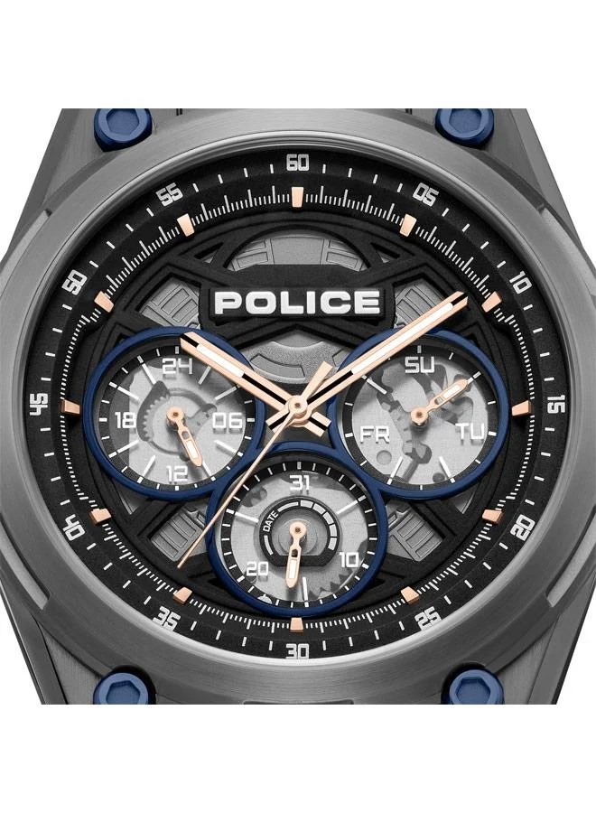 Police black Men's Dominion Black Dial Silicone Strap Multifunction Watch for Men, 45mm for Men | Best Price UAE